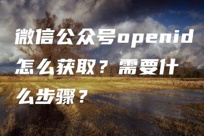 微信公众号openid怎么获取？需要什么步骤？